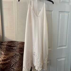 Free People Ivory Lace Trim Mini Dress